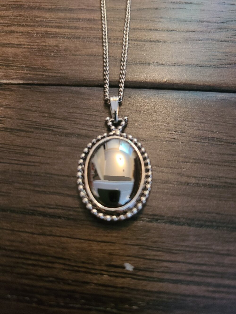 Vintage 80s necklace with black charm silver tone